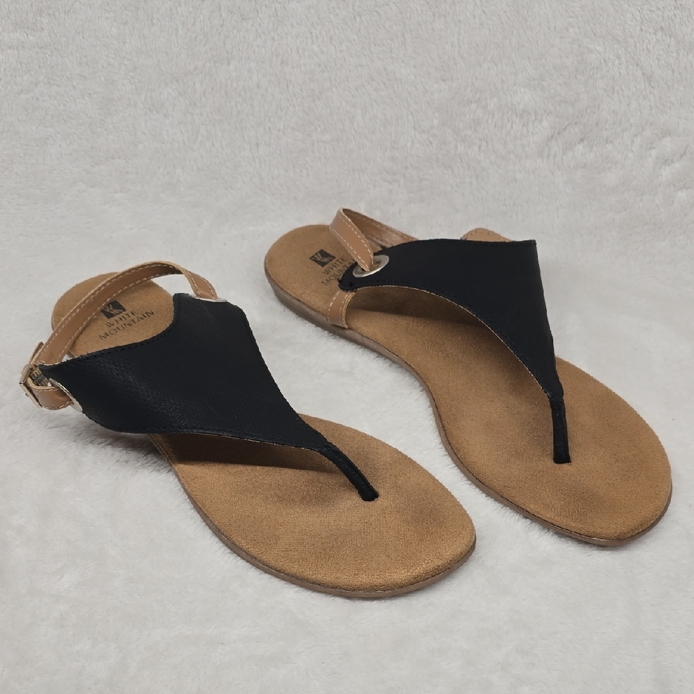 White Mountain Women's Black & Tan Sandals